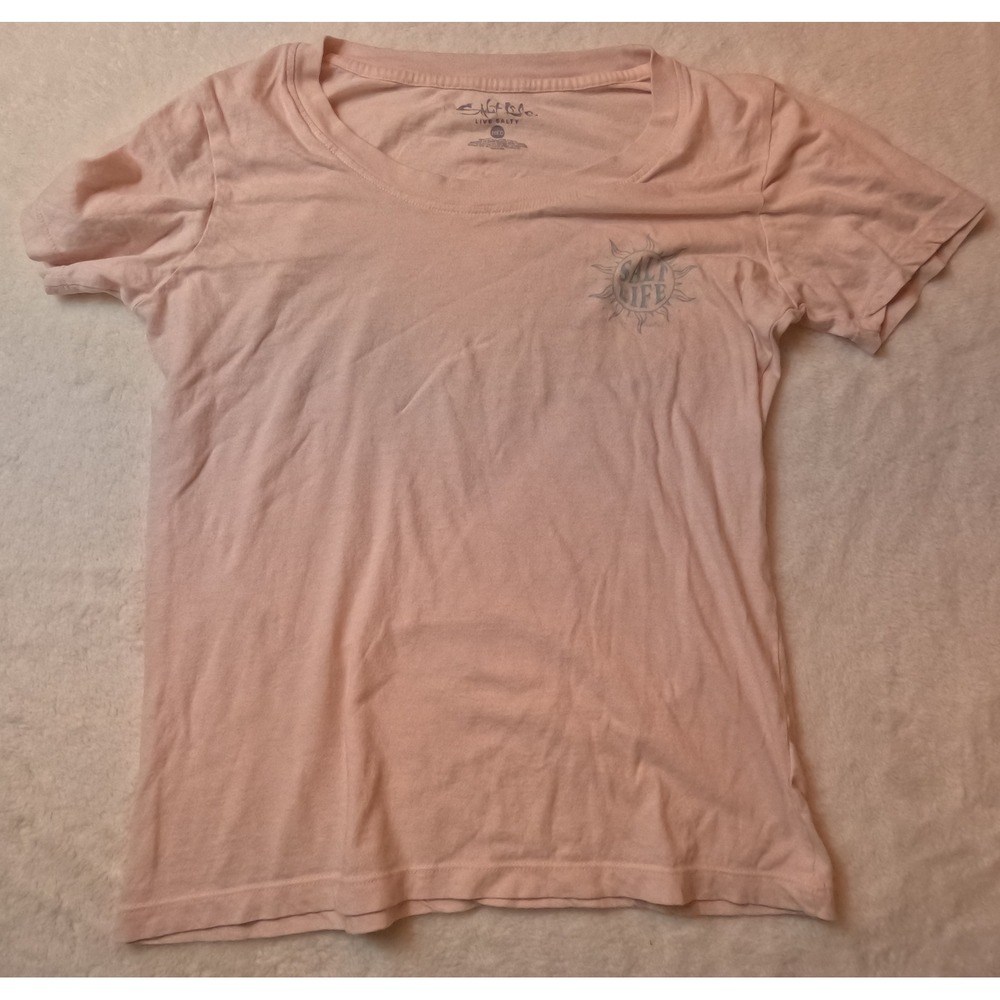 Salt Life Womens Medium Peach Pink Sun Moon Graphic Short Sleeve T-Shirt